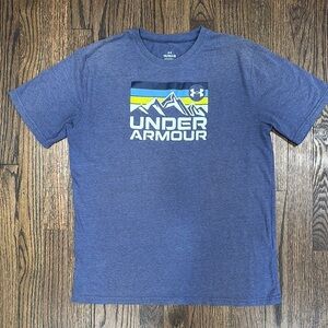 3/$15 💟 Under Armour Blue and Yellow Short Sleeve Tee with Bold Graphic